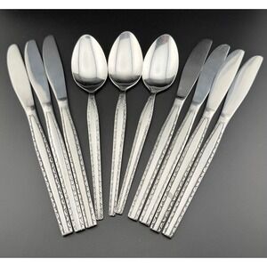 Rogers Co Ensenada Flatware 10pc Silver Stainless Korea 7 Knives 3 Table Spoons